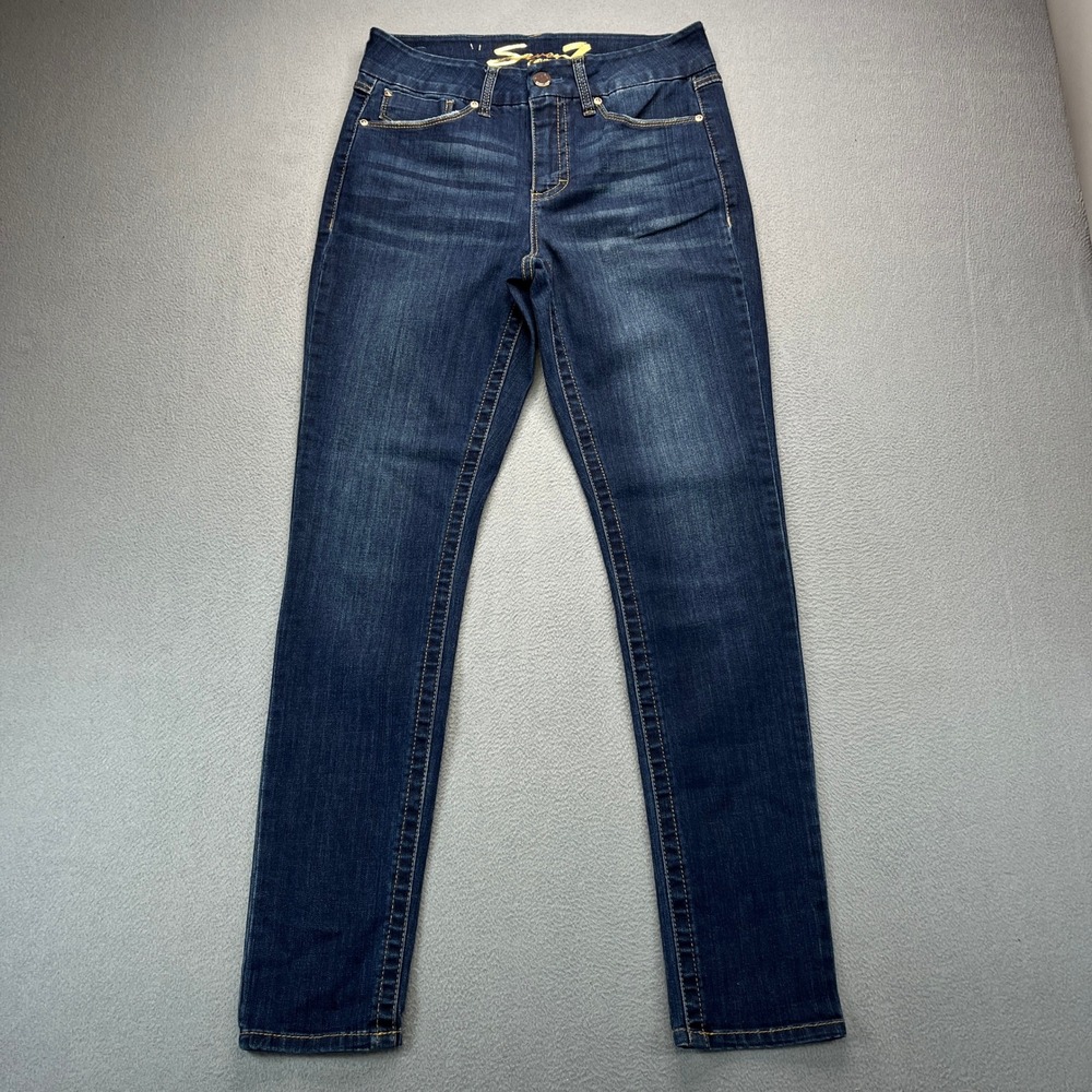 Seven7 High Skinny Jeans Womens 8 Blue Cotton Blend Stretch Denim Casual Classic
